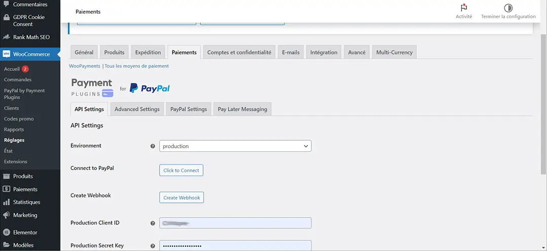 Click to Connect PayPal for WooCommerce